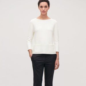 COS a-line cotton knitted top xs white